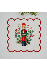 Sulu Boya Kurşunasker Yılbaşı Desenli Dijital Baskılı Nakışlı Kokteyl Peçetesi